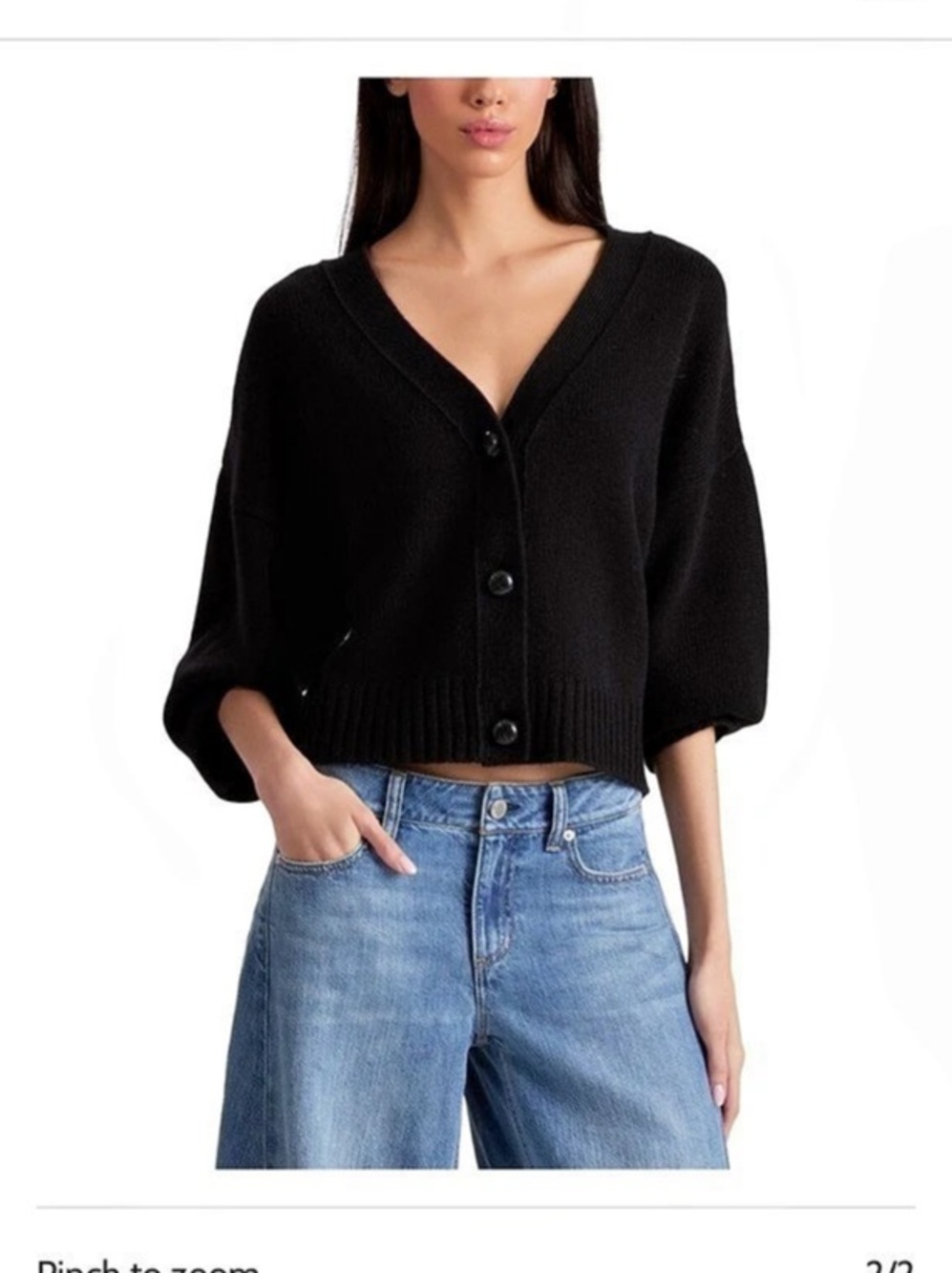alice + olivia Atticus Cropped Boxy Cashmere Cardigan Cashmere Cardigan in Black